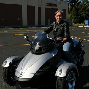 Liz on her motorcycle 1