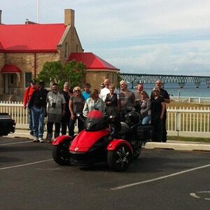 The gang posing before going over the bridge.