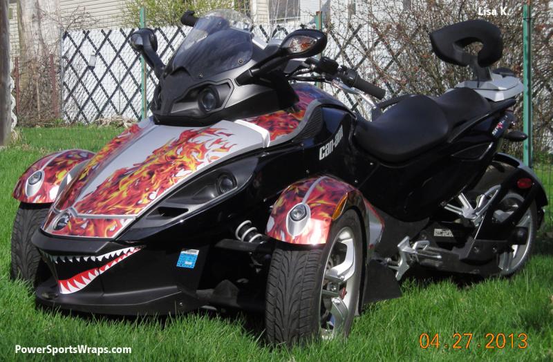 Hot Black Flame Transparent- Transparent film will only work on light colored machines. This allows the color of the bike to show under the image. Thi